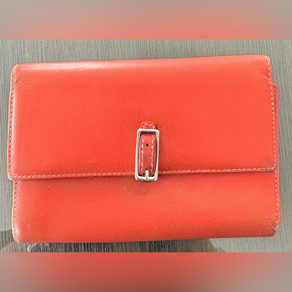 Coach Chic Orange/Yellow  Leather Trifold  Y2K wallet